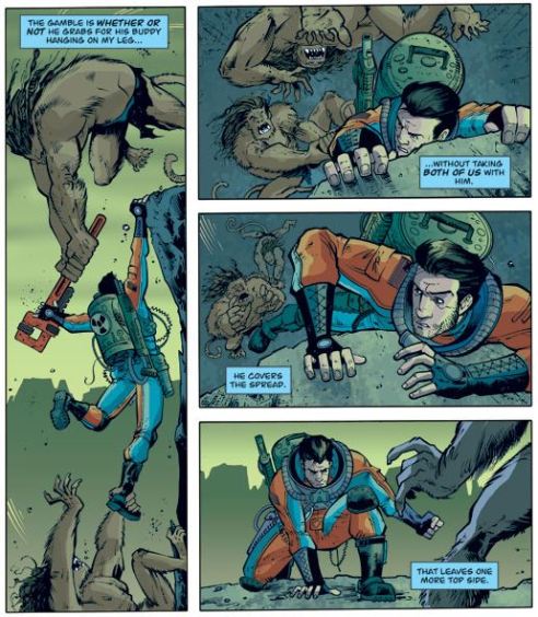 Remender knows how to write an action scene and Moore know how to draw one.